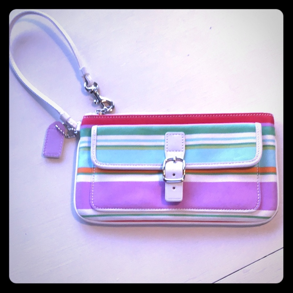 Adorable Striped Coach Wristlet